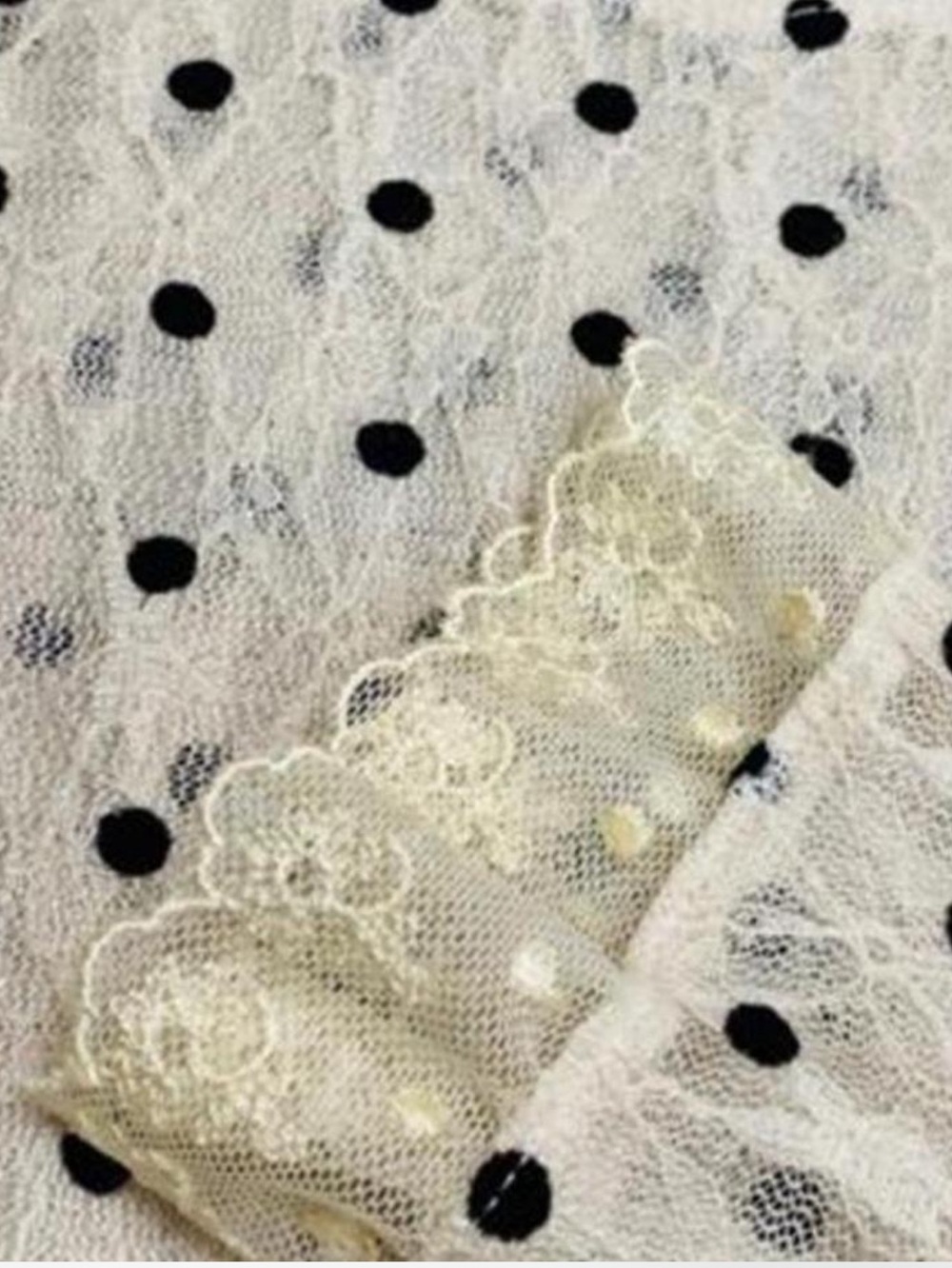 Free people ivory and black polka lace top - Picture 7 of 8